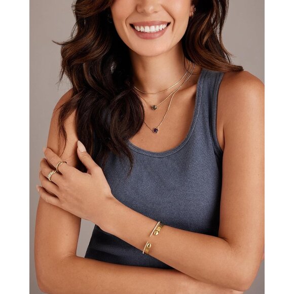 14K Gold Plated Cubic Zirconia Claw Bangle Bracelet for Women, Elegant 7-Inch Ye - Picture 5 of 6